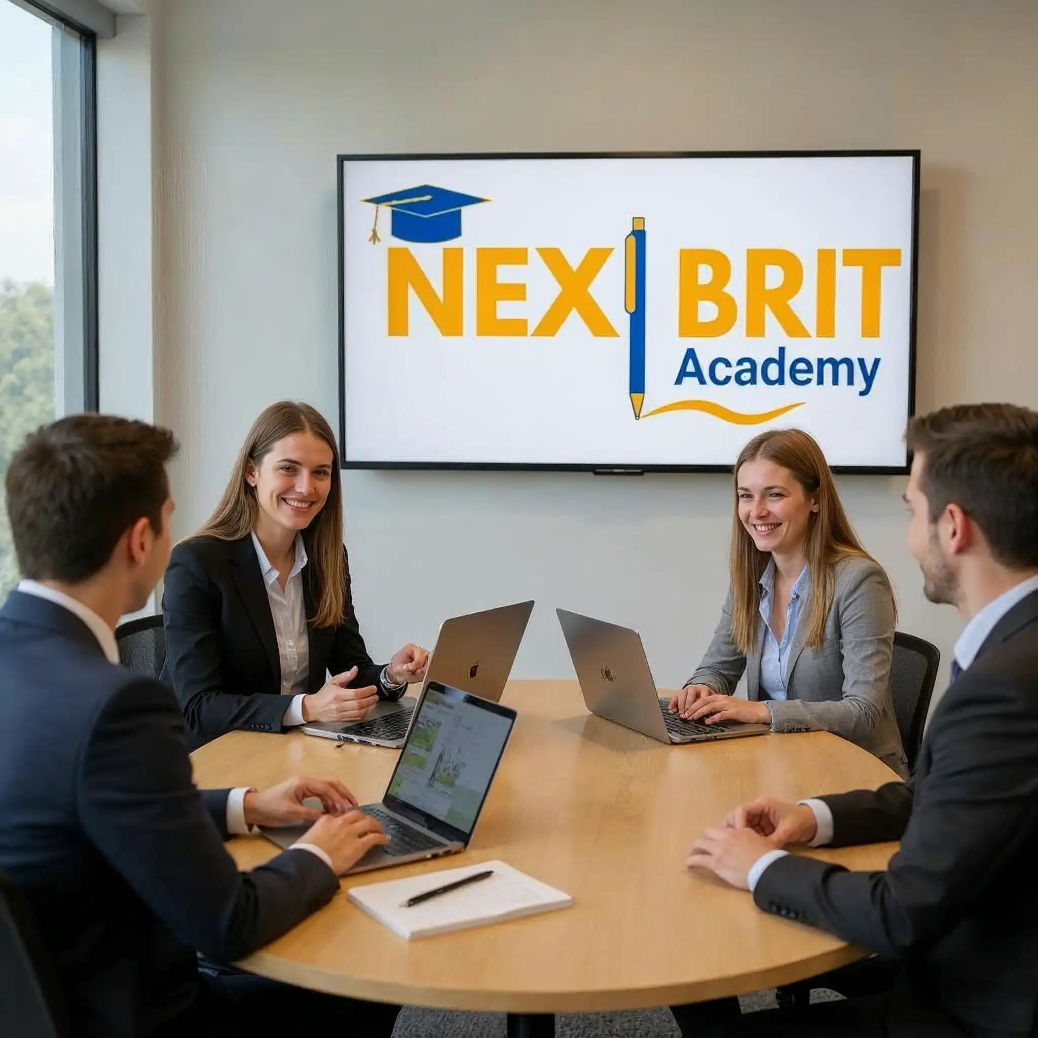 NextBrit offcials working in a office