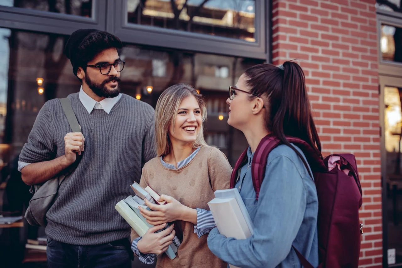 Students enjoying campus life as part of UK Higher Education